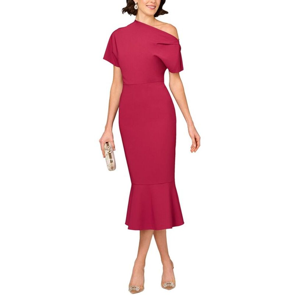 Aidan Mattox Womens Solid Midi Dress